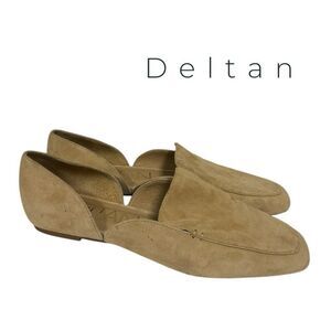 Deltan Harper Suede Leather Sand Slip-on Women's Flats 8